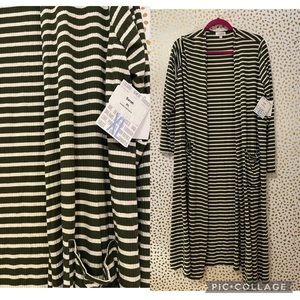 Olive Green Sarah sweater cardigan. cream stripes, Lularoe